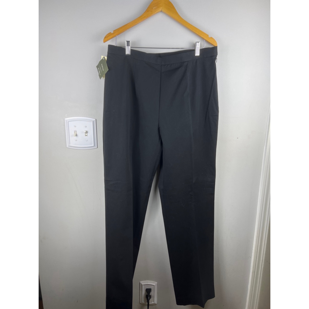Eddie Bauer Women's Size 16 Black Stretch Cotton Pants NWT Side Zip Classic Fit